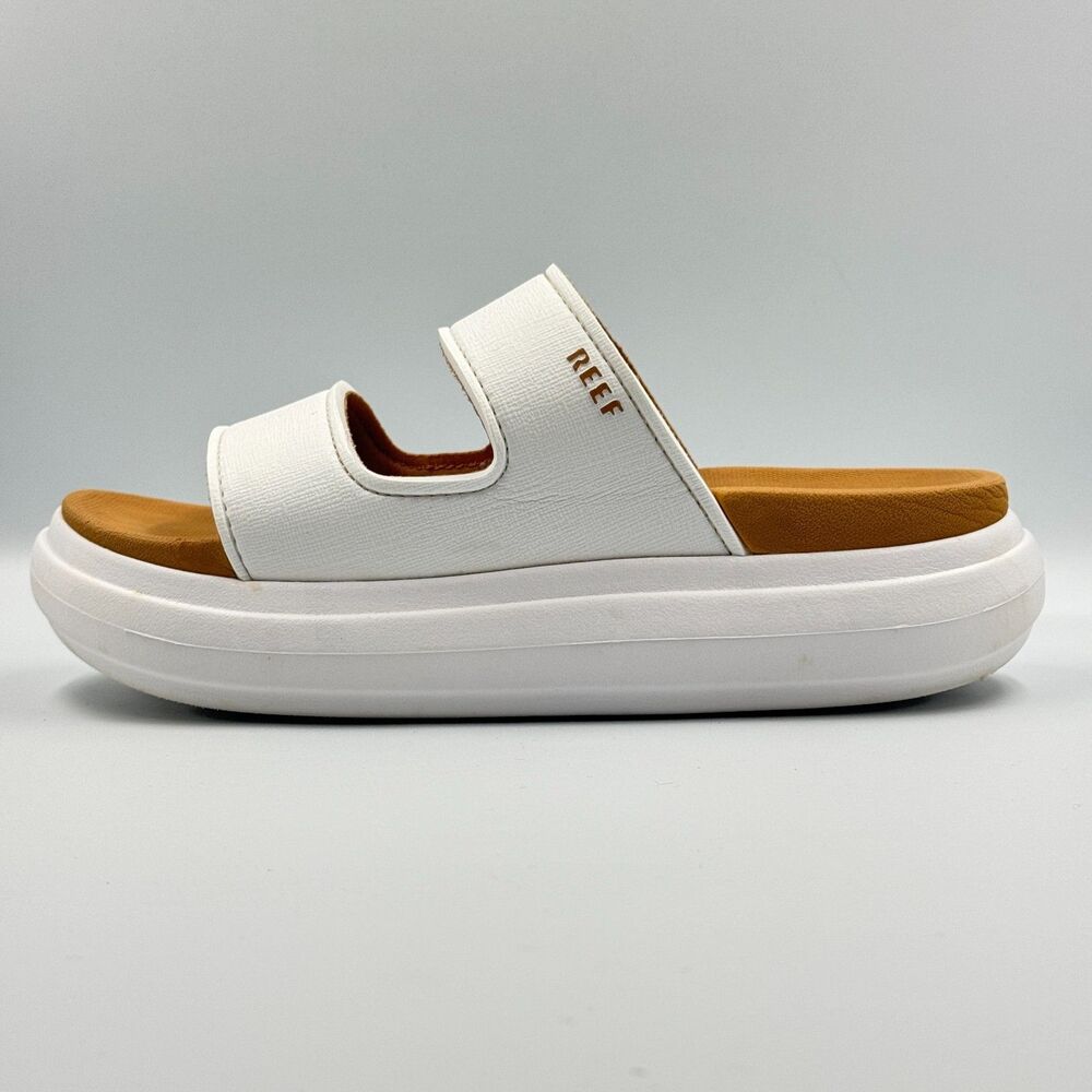Reef Cushion Bondi Womens 9 White Platform Thong Flip Flop Sandals Summer NWOB